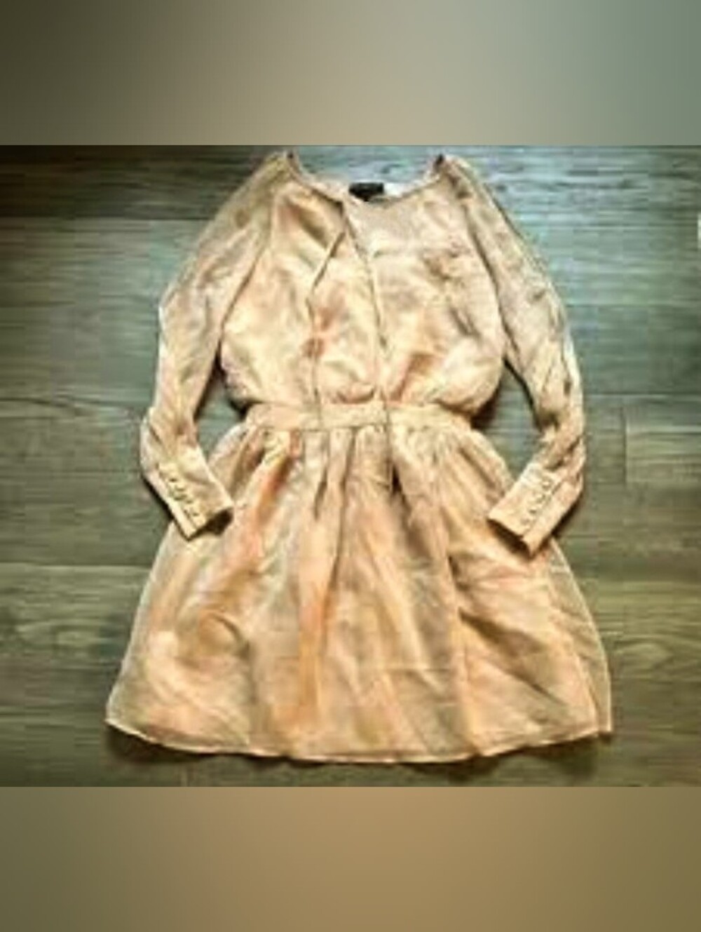 NWOT Chic Tan Slit Sheer Sleeve Cocktail Dress